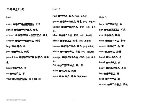 最新人教版小学3-6年级单词表(带音标)页码