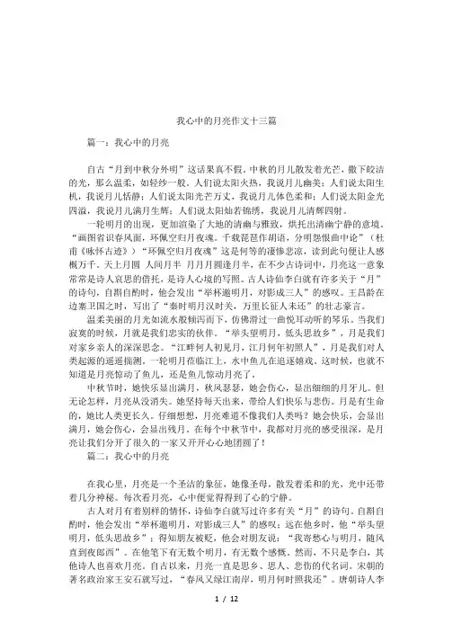 我心中的月亮作文十三篇