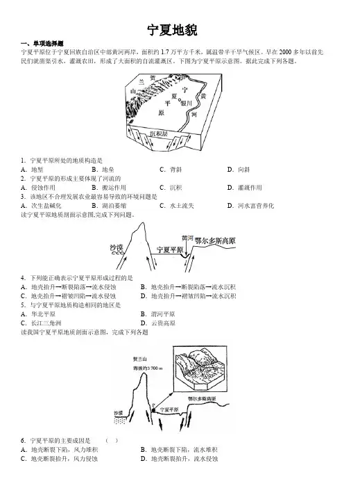 2021届高考地理二轮复习 小尺度突破地理学习-宁夏篇-宁夏地貌