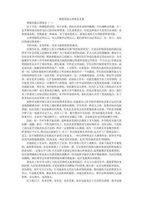 寒假实践心得体会3篇