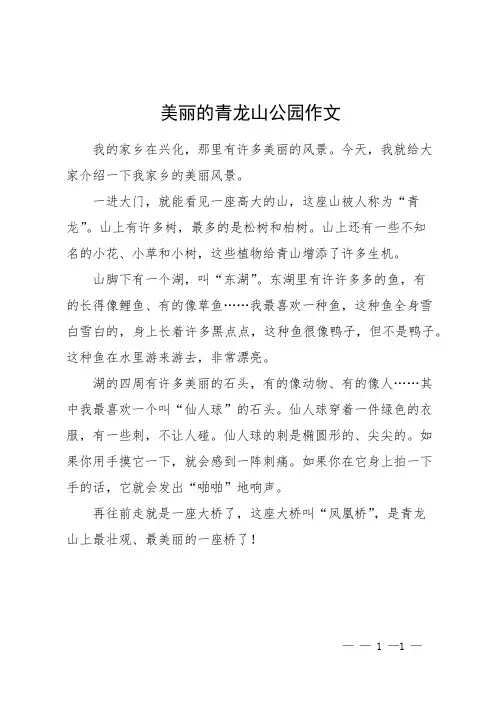 美丽的青龙山公园作文