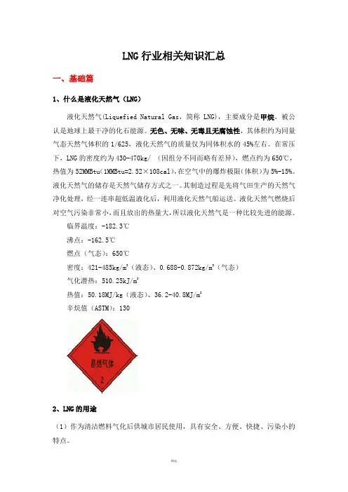 LNG行业相关知识汇总(原创文档)