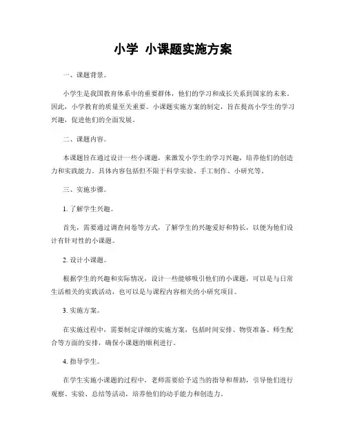 小学 小课题实施方案