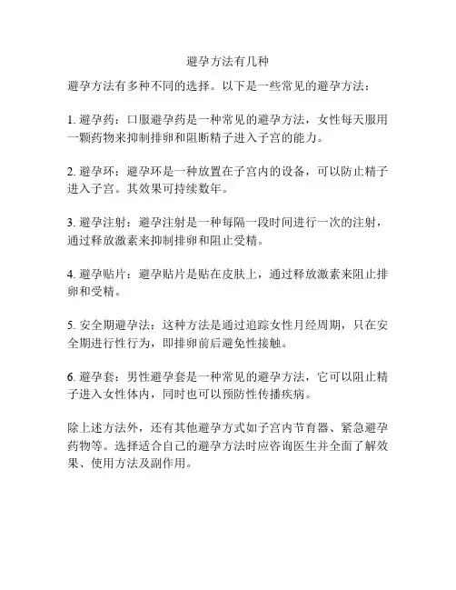 避孕方法有几种