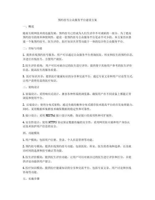 预约挂号公众服务平台建设方案