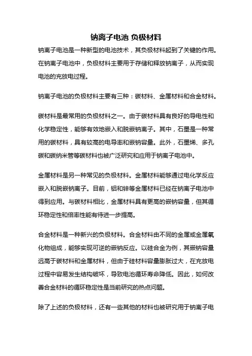 钠离子电池 负极材料