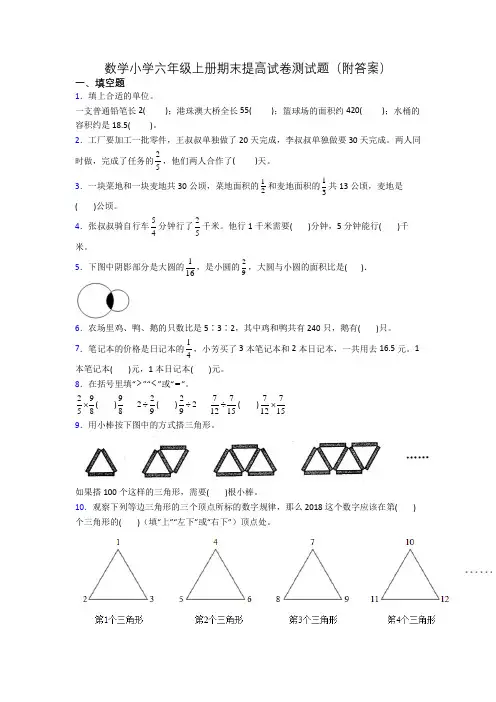 数学小学六年级上册期末提高试卷测试题(附答案)