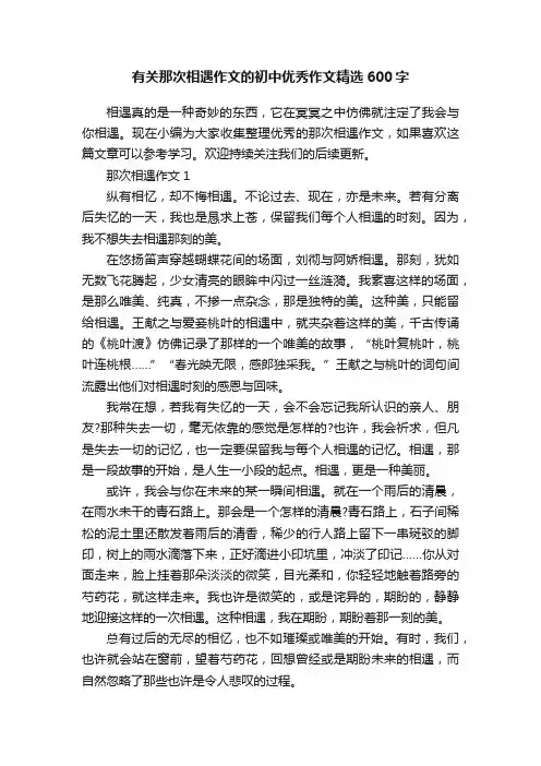 有关那次相遇作文的初中优秀作文精选600字