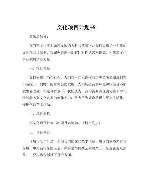 文化项目计划书