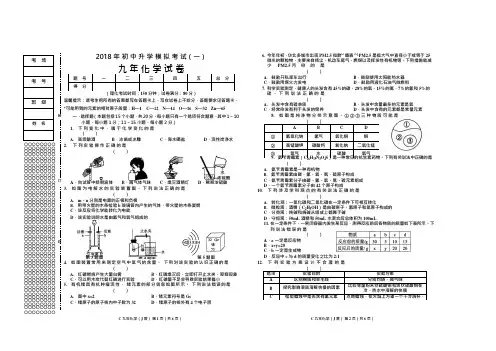 2018中考化学模拟试题及答案(可编辑修改word版)