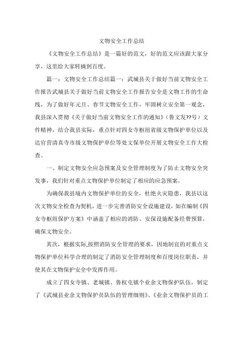 文物安全工作总结