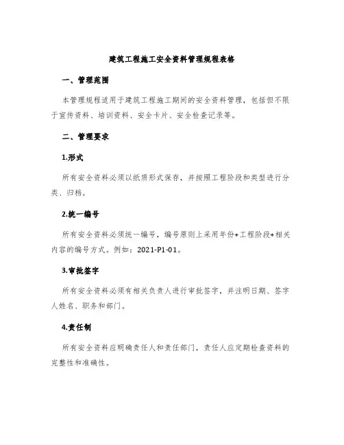 建筑工程施工安全资料管理规程表格