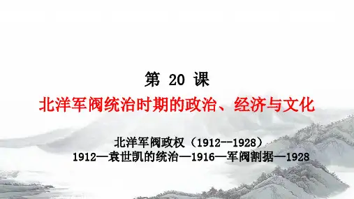 第20课   北洋军阀统治时期的政治、经济与文化
