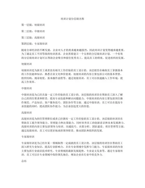 培训计划分层级名称