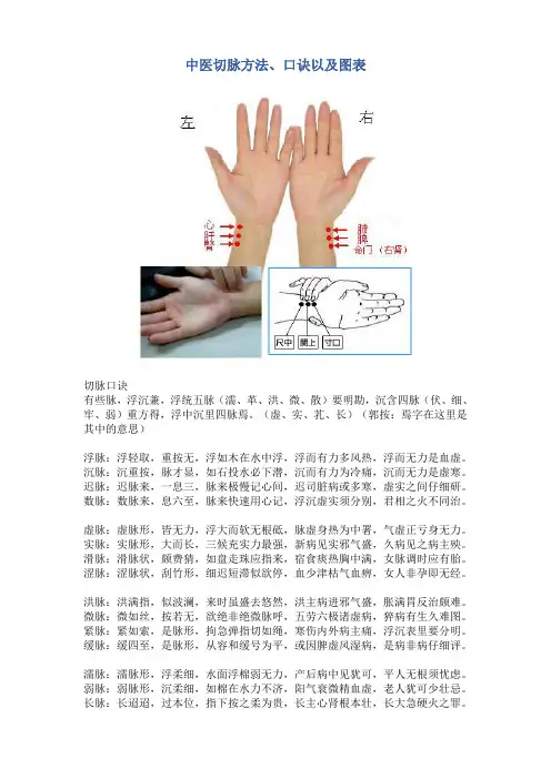 -中医把脉方法精心收集的把脉口诀以及图表