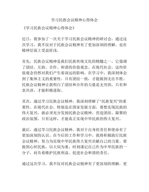 学习民族会议精神心得体会
