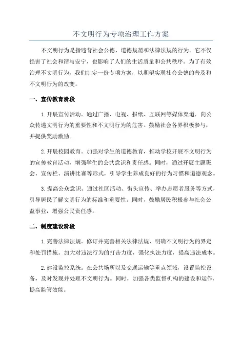 不文明行为专项治理工作方案