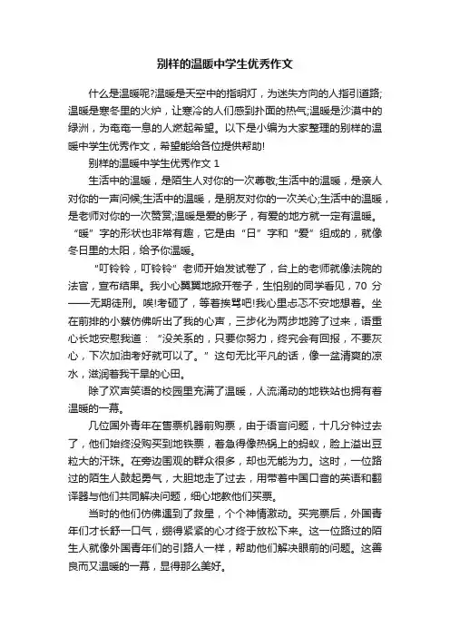 别样的温暖中学生优秀作文
