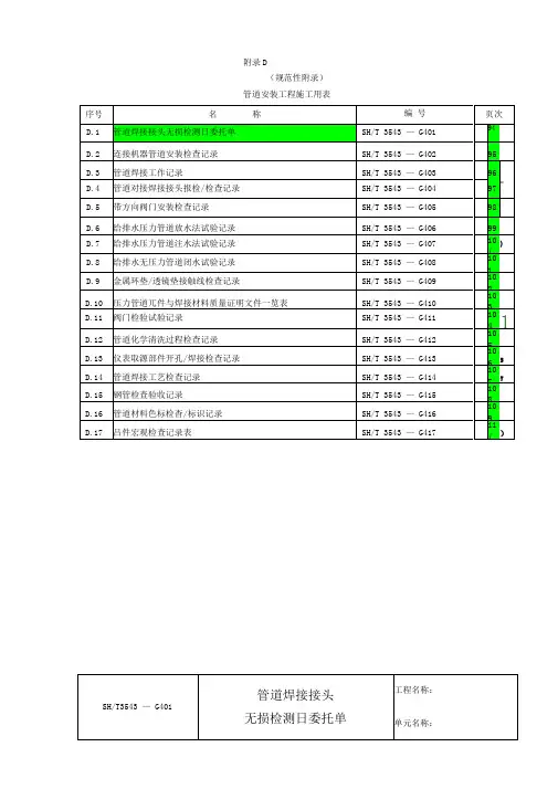 3543附录D_管道用表