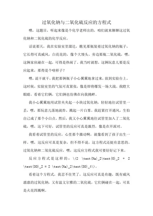 过氧化钠与二氧化硫反应的方程式