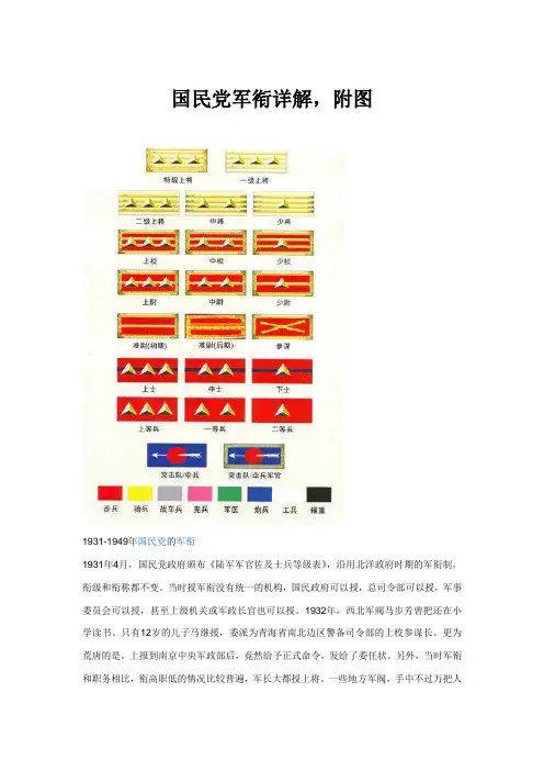国民党军衔详解,附图