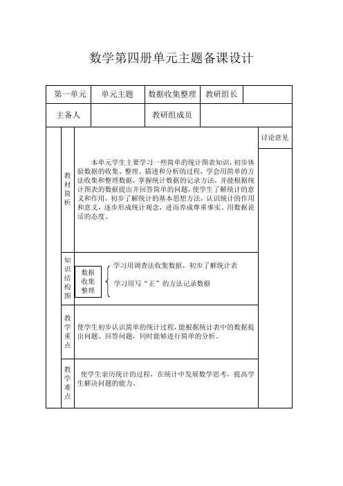 人教版数学二年级下册第一单元主题集体备课