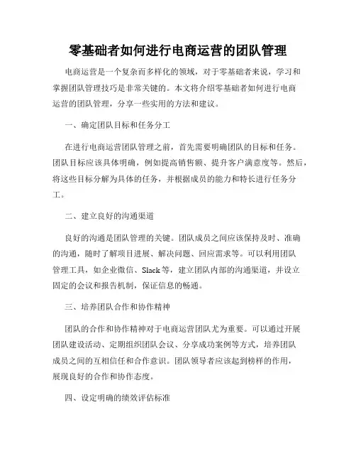 零基础者如何进行电商运营的团队管理