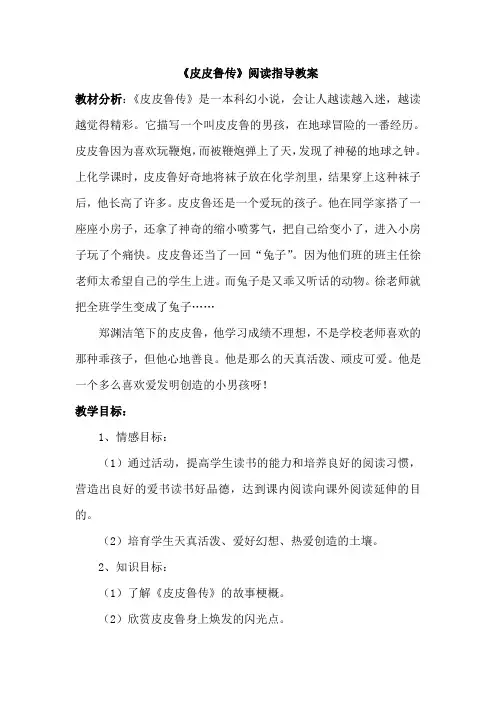 《皮皮鲁传》阅读指导课教案