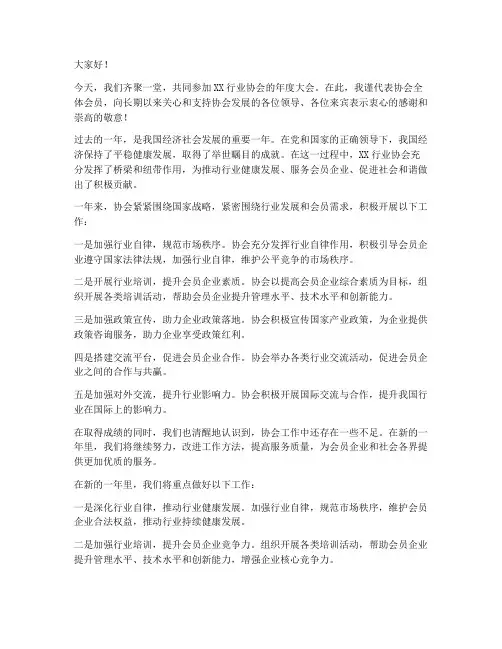 行业协会领导发言稿