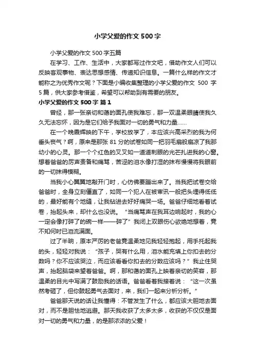 小学父爱的作文500字五篇