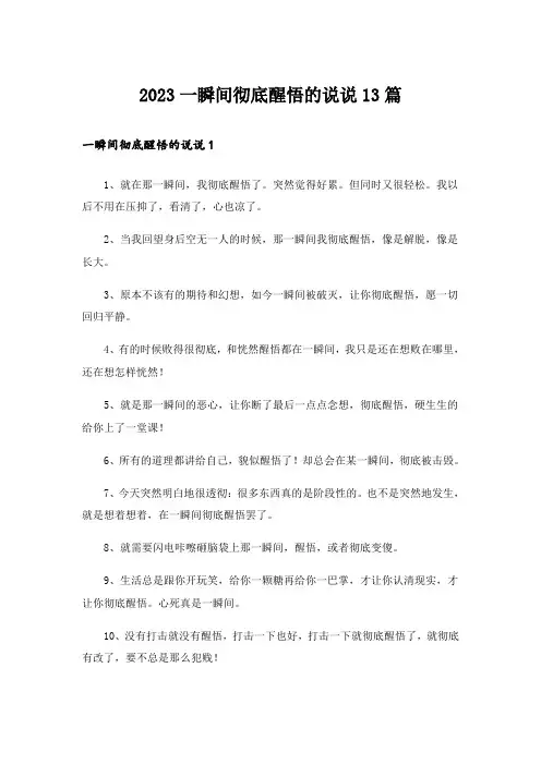 2023一瞬间彻底醒悟的说说13篇
