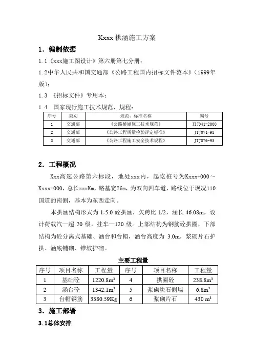涵洞、拱涵施工方案