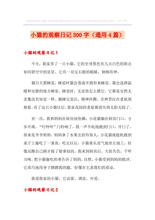 小猫的观察日记300字(通用4篇)