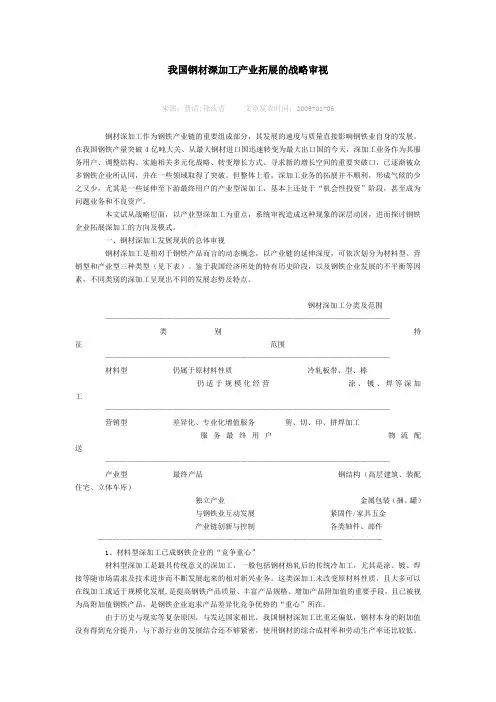 我国钢材深加工产业拓展的战略审视