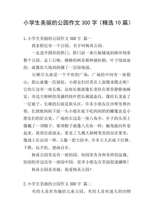 小学生美丽的公园作文300字(精选10篇)