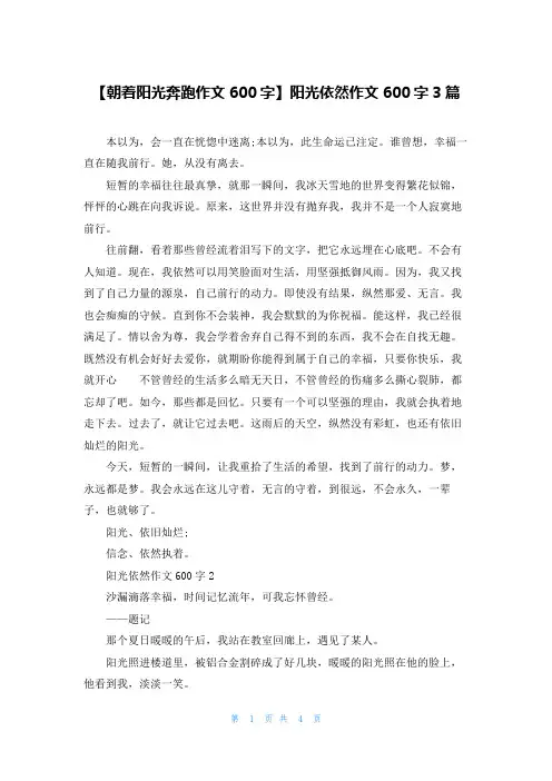 【朝着阳光奔跑作文600字】阳光依然作文600字3篇