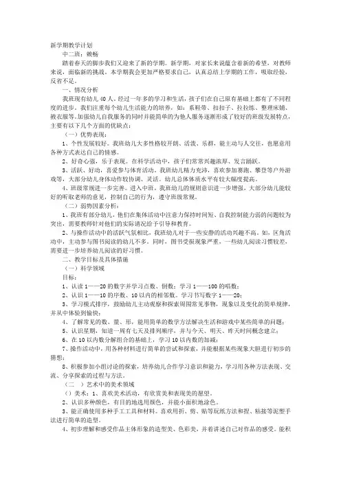 系新学期教学计划
