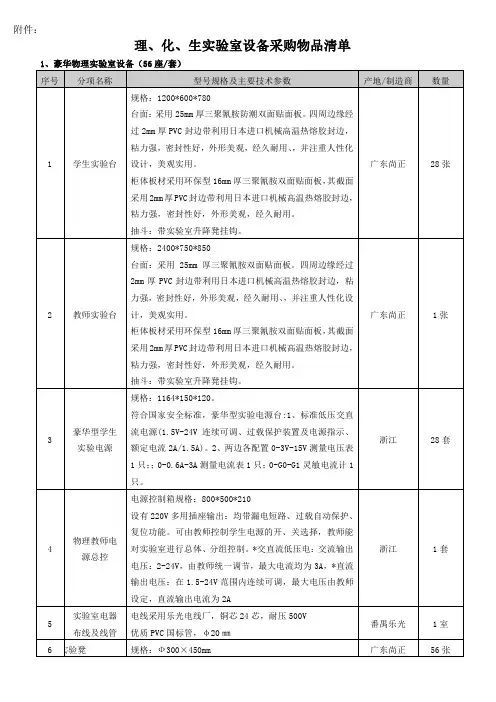 理,化,生实验室设备采购物品清单