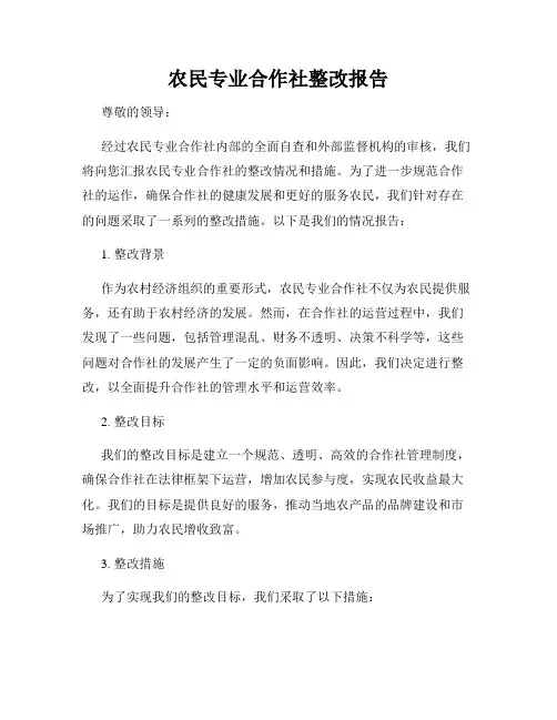农民专业合作社整改报告