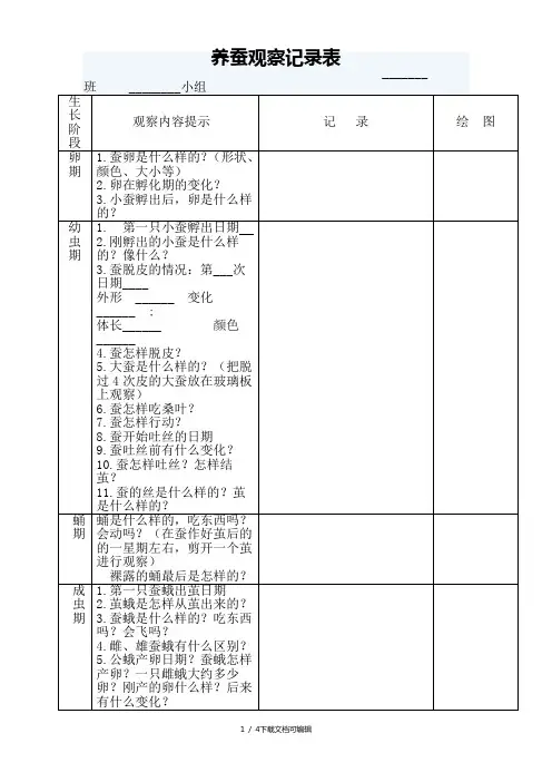 养蚕观察记录表