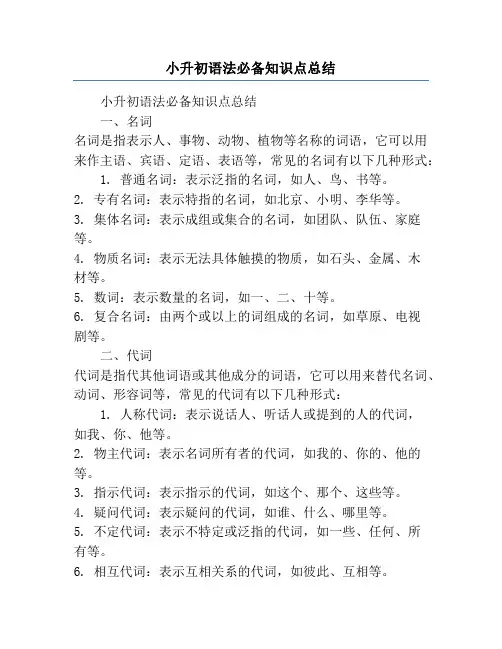 小升初语法必备知识点总结