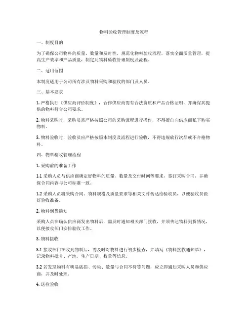 物料验收管理制度及流程