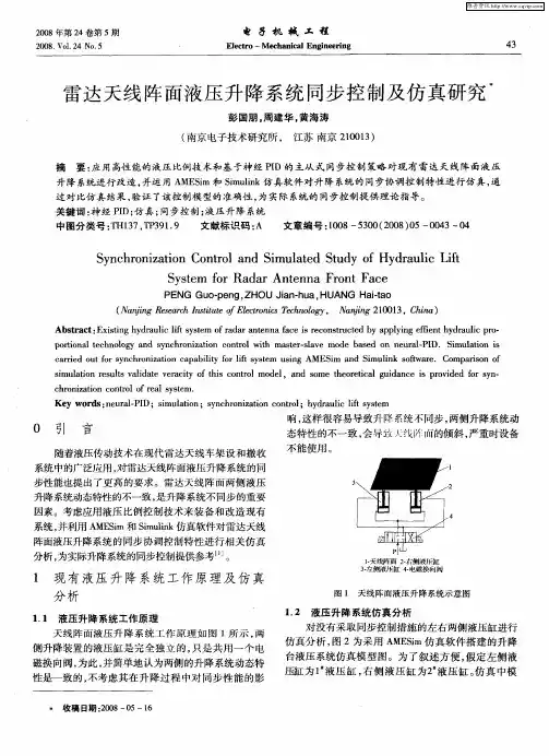 雷达天线阵面液压升降系统同步控制及仿真研究