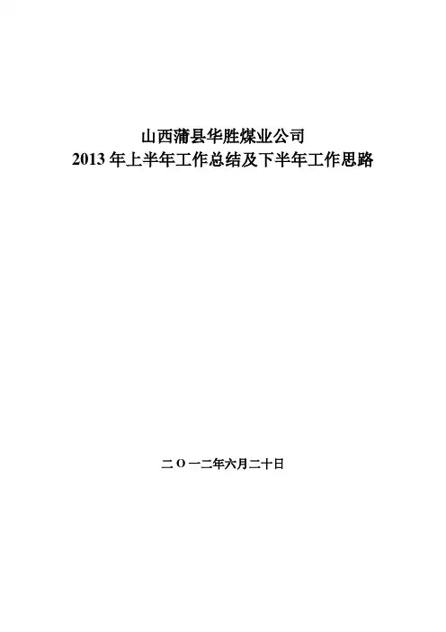 2013年上半年工作总结及下半年工作计划