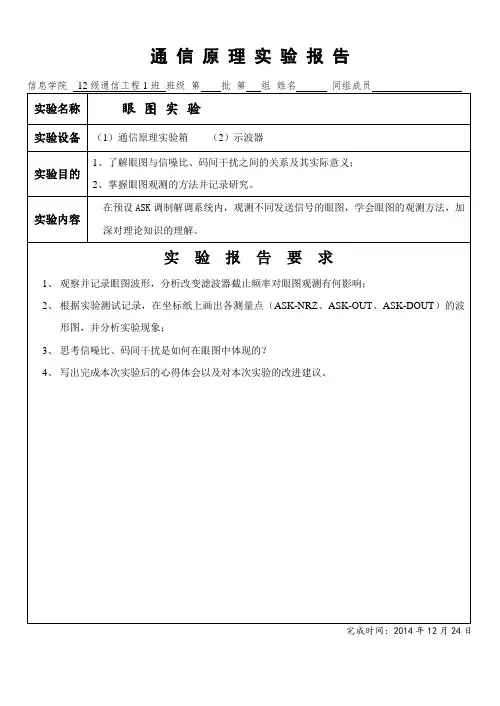 1.眼图实验报告