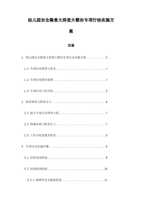 幼儿园安全隐患大排查大整治专项行动实施方案