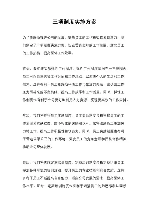 三项制度实施方案