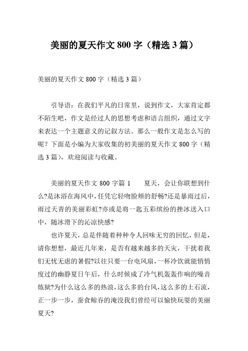 美丽的夏天作文800字(精选3篇)