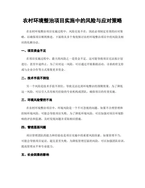 农村环境整治项目实施中的风险与应对策略