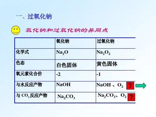 氧化钠和过氧化钠的异同点